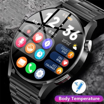 1.35 polegadas Homem Inteligente Assista a Temperatura do Corpo Relógio Monitoramento de Chamada Bluetooth frequência Cardíaca Esporte SmartWatch Homens Para Huawei xiaomi