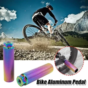 1 Par de Bicicleta Eixo do Pedal de Bicicleta de Alumínio Liga de Pé de Pilar Lançador de Foguetes Alavanca do Pé Deslumbrante de Cores Para MTB Bicicleta de BMX de Bicicleta