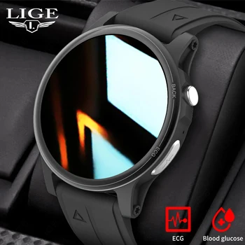 LIGE GPS Smart Watch Homens Esportes Fitnes de Chamada Bluetooth Impermeável Pulseira Coração da Taxa de Oxigênio no Sangue Tracker Para ECG Smartwatch+CAIXA