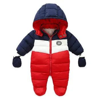 os recém-nascidos roupas de inverno alfabeto impressão de correspondência de cor com Capuz de bebê, Romper snowsuit casaco de criança coats 6-24 meses