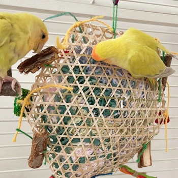 Pet Bird Dente Brinquedo de Mastigar Natural de Vime, Papel Picado para Calopsita Jandaia Cacatua Dentes de Moagem Perfeita para Gaiola de Pássaro
